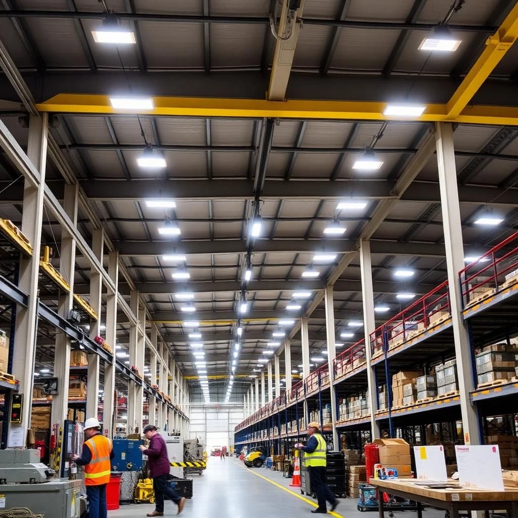 Well-lit operational workspace showing safety and visibility in industrial and commercial areas with uniform LED lighting