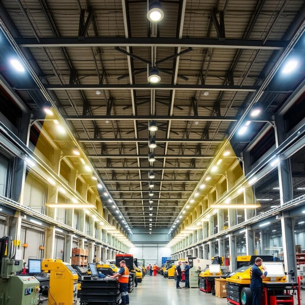 Comparison of temporary and permanent lighting in operational and industrial spaces showing safe, well-lit work areas