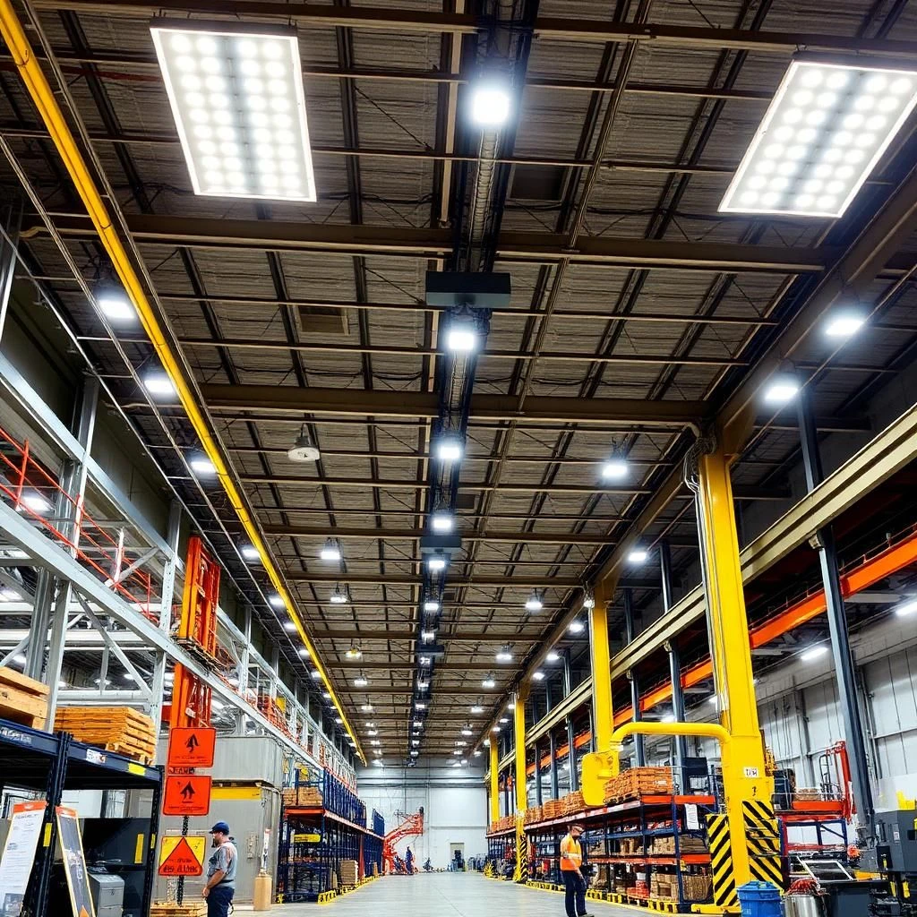 Well-lit industrial facility showing worksite and facility lighting fundamentals with uniform LED illumination and safe work zones