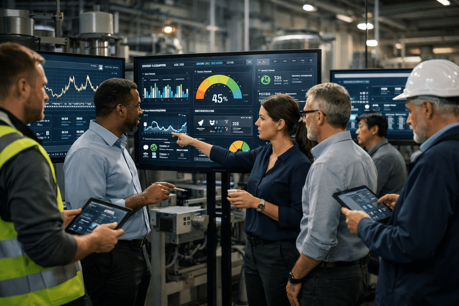 Energy efficiency measurement dashboard showing operational performance metrics