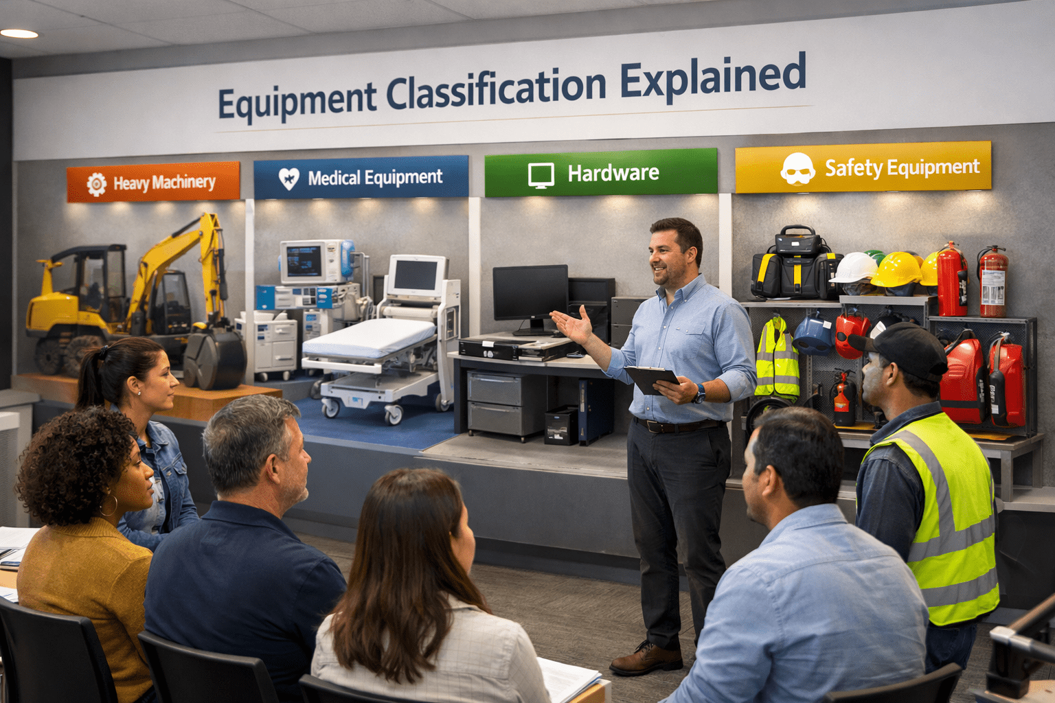 Equipment classification showing asset categories by function, criticality, and risk level.