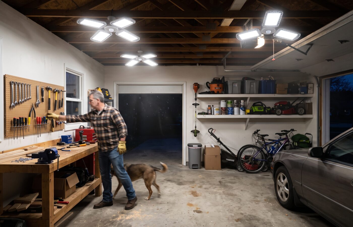 Motion-Sensor LED Work Lights for Garages and Home Workshops